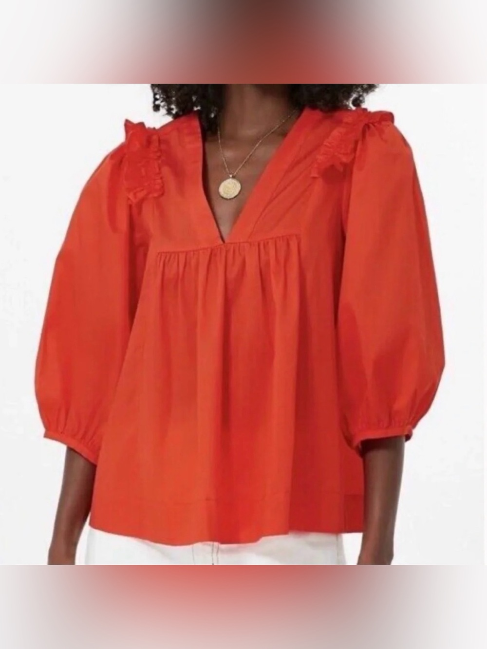 Harshman NWOT Cheryl Ruffle-Trim Off-Shoulder Blouse.  Size m